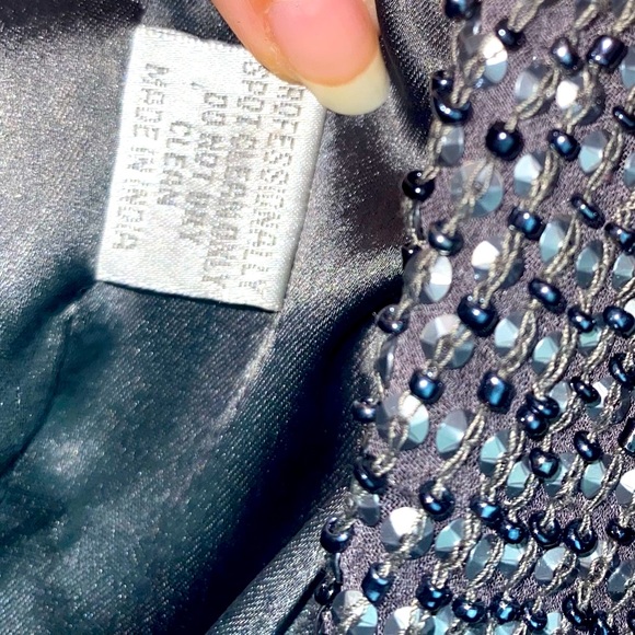 Parker Silk Beaded Draped Asymmetrical Open Front Jacket Blazer Duster - Picture 12 of 16